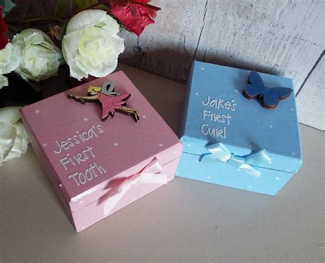 Babys First Personalised Tooth And Curl Fairy Boxes Etsy Uk