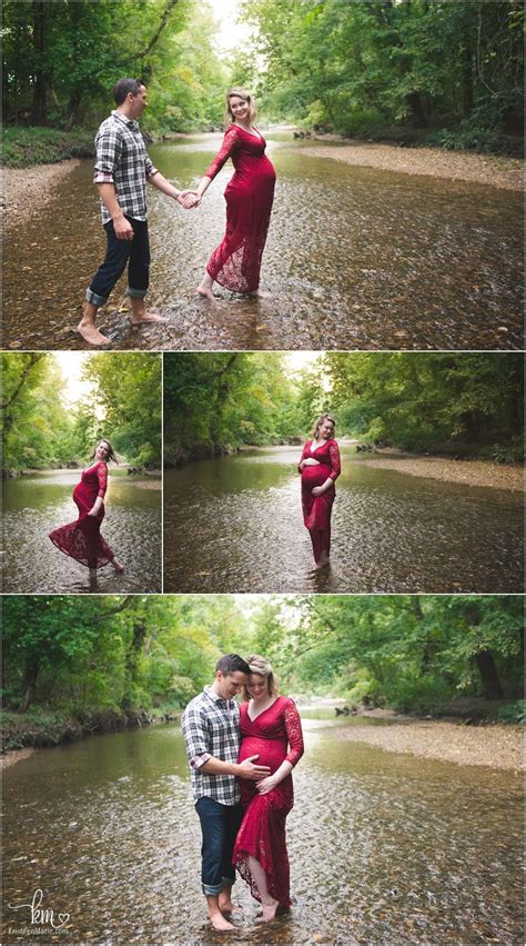 A Couple Holding Hands While Standing In The Middle Of A River With