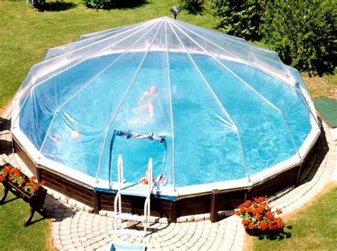Homebuilt diy concrete block swimming pool. Fabrico Sun Domes | Above ground pool decks, Above ground pool cover, Pool landscaping