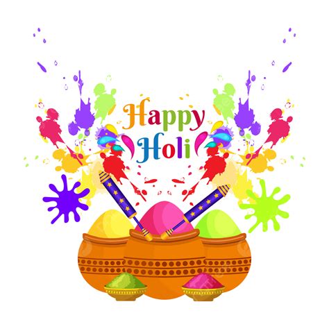 Happy Holi Festival Vector Png Images Flat Happy Holi Festival Color