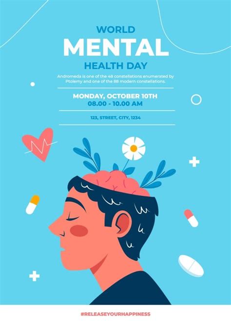 Free Blue World Mental Health Day Poster Template