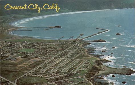 Aerial View Of Town Crescent City Ca Postcard