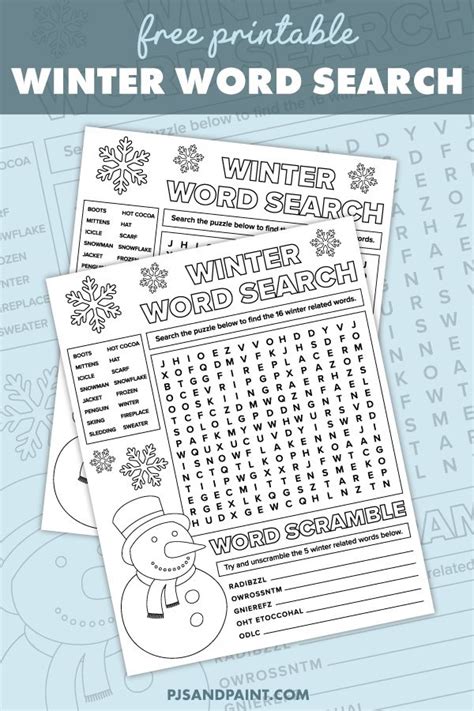 Free Printable Winter Word Search And Word Scramble Winter Words