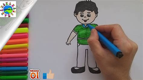 Erkek Çocuk Resmi Çizimi Ve Boyaması Kolay Çocuk Resim Çiz Youtube
