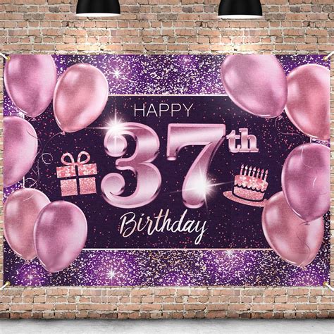 Pakboom Happy 37th Birthday Banner Backdrop 37 Birthday