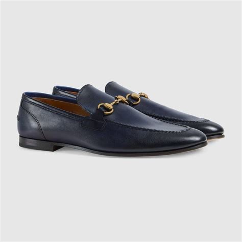 Shop The Gucci Jordaan Leather Loafer In Blue Leather At Guccicom