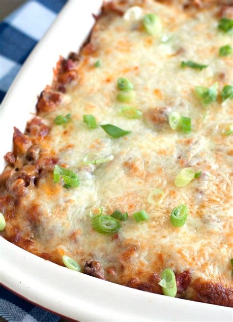 Ground Beef Pasta Casserole Filled With Beef Cheese Tomatoes Sour
