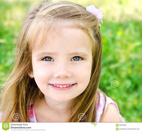 Cute Smiling Little Girl On The Meadow Stock Image Image Of Childhood