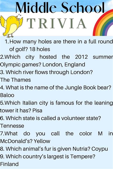 Easy Printable Trivia Questions For Kids Myideasbedro