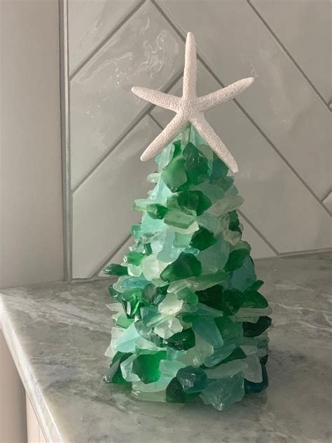 Sea Glass 9 Inch Christmas Tree Made With Light And Dark Etsy