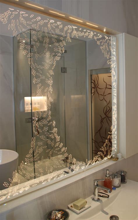 Etched Glass Bathroom Mirrors Home Design Ideas