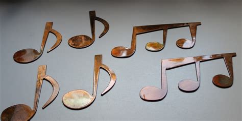 Music Notes Set Of 6 Metal Wall Art Copperbronze Plated