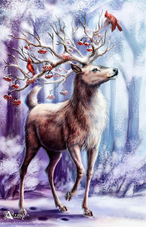 Winter Lord By Azany On Deviantart Deer Painting Winter Deer
