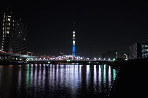 Wallpaper Japan City Cityscape Night Architecture Reflection