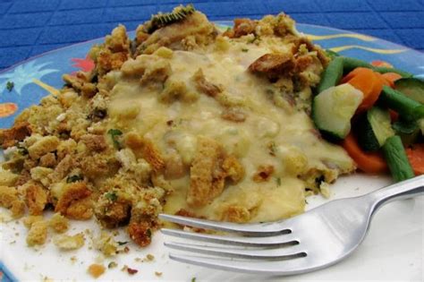 Now, pour the melted butter over the tops of the chicken. Gina's Italian Kitchen: Chicken Breasts with Stuffing Mix