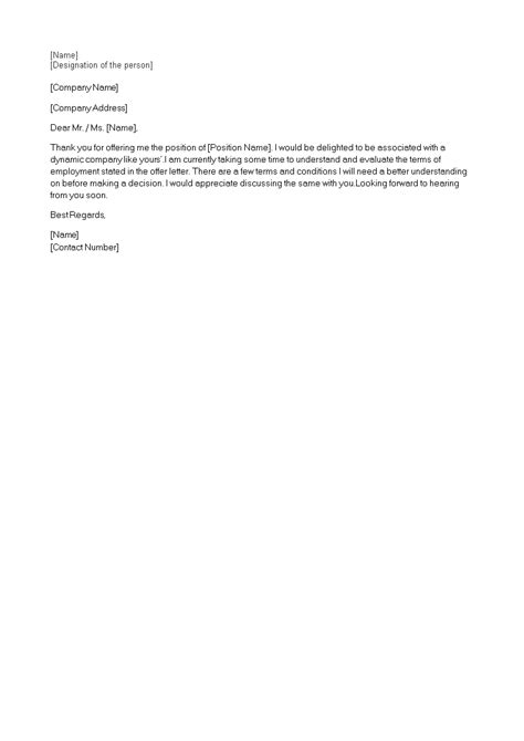 Kostenloses Offer Letter Response Email