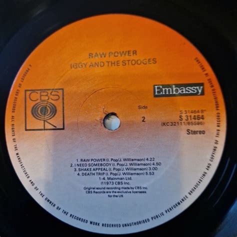 Iggy And The Stooges Raw Power Vinyl Lp Album 1977 Cbs Embassy S