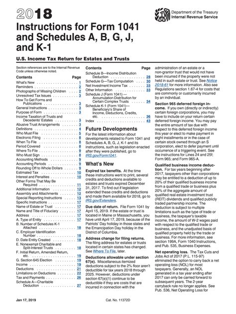 Irs S 1041 Instructions 2018 2024 Form Fill Out And Sign Printable