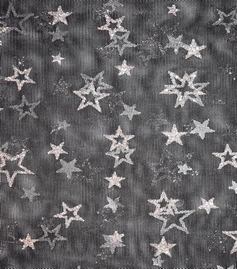 The Witching Hour Fabric Silver Glitter Stars On Black Mesh Joann