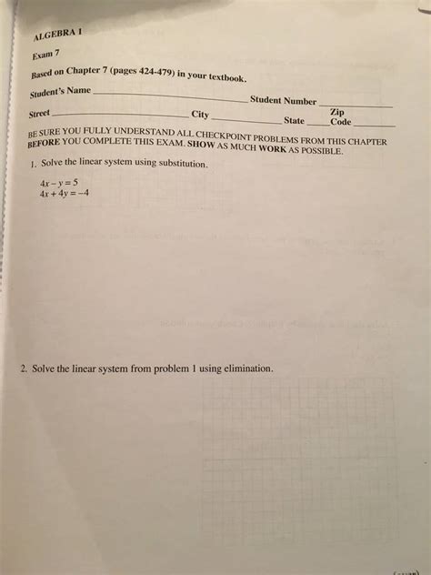 Algebra Exam 27 Questions Algebra Homework Help