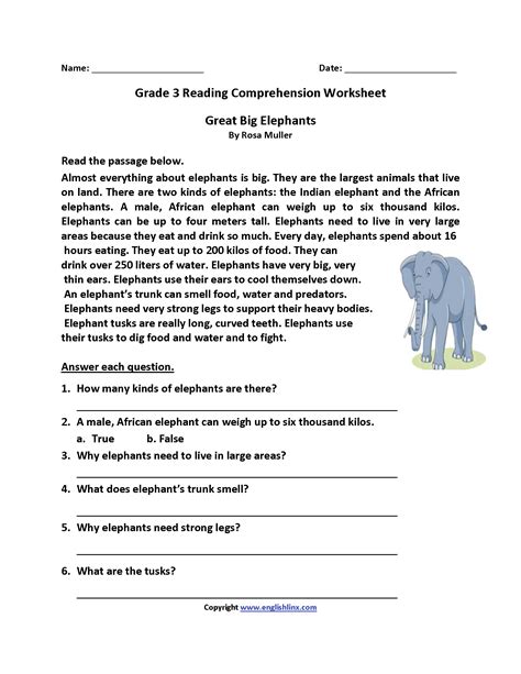 Reading Worksheets Third Grade Reading Worksheets — Db