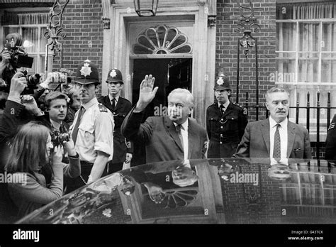Prime Minister Harold Wilson waves as he leaves No. 10 Downing Street