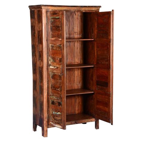 Byron Rustic Solid Reclaimed Wood 2 Door Tall Storage Cabinet