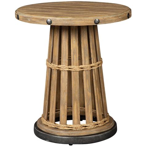 End Table Of Mindi Solids And Veneers With A Structural Design That