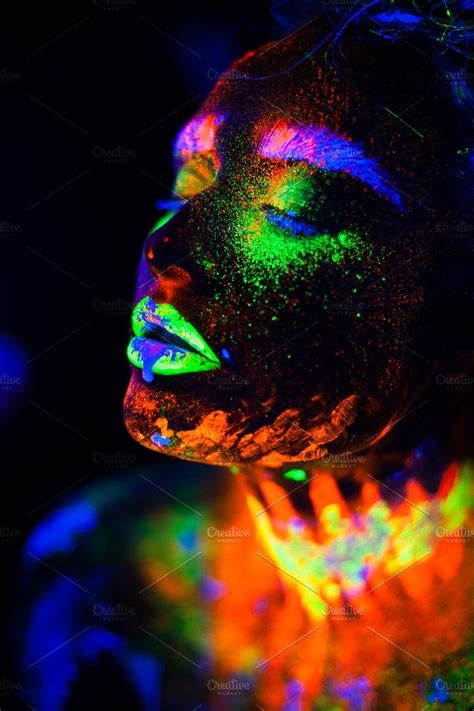 Beautiful Extraterrestrial Model Woman In Neon Light It Is Portrait Of Neon Photography Uv