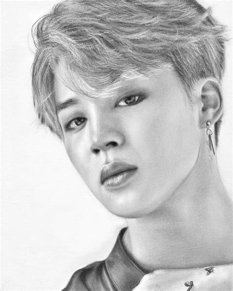 Realistic K Pop Star And Singers Jimin From Bts Sketching By Alex