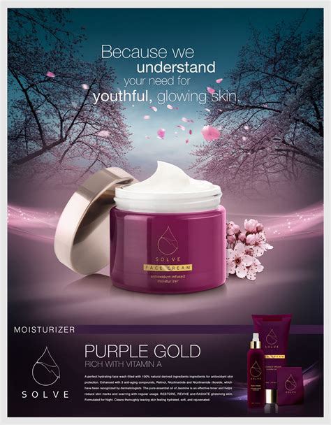 Print Ad For Personal Care Face Cream Moisturizer Purple Gold
