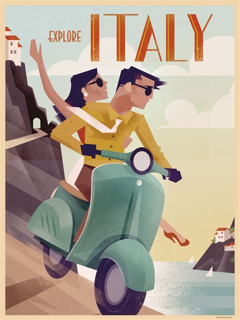 Italy Retro Travel Poster Poster By Martinwickstrom