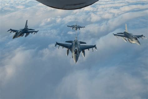 Belgian F 16s Fly In Formation During Exercise Trident Juncture 18