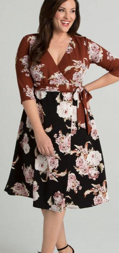 Plus Size Cocktail Floral Wrap Dress With Images Flattering Plus