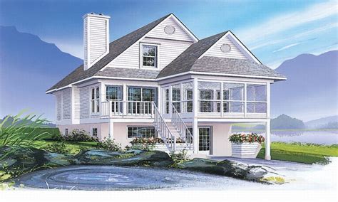 These waterfront house plans were designed to maximize views and create delightful living spaces for gracious coastal living. Coastal House Plans Narrow Lots Waterfront Home Plans ...