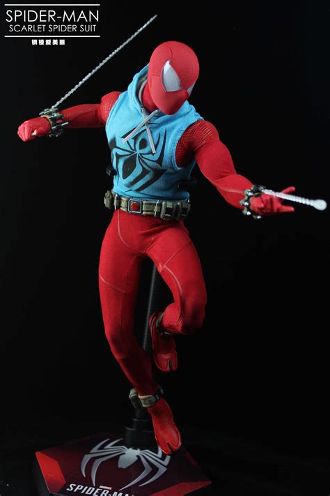 Spider Man Video Game Masterpiece Scarlet Spider Suit Figround