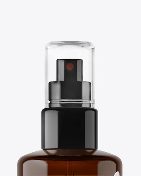 Download Amber Spray Bottle With Transparent Cap Mockup in Bottle Mockups on Yellow Images Object Mockups