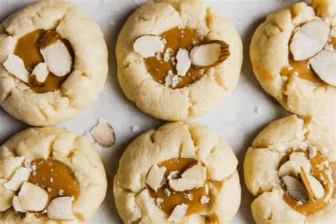 Almond Thumbprint Cookies With A Salted Caramel Center The Recipe Critic