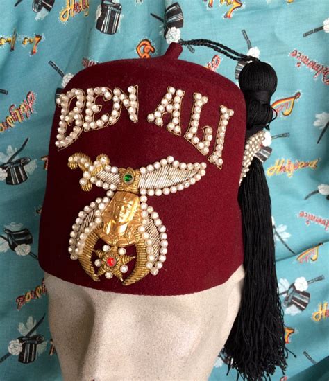Vintage Masonic Shriner Fez Hat With Amazing Rhinestone