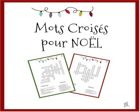 French Christmas Crossword Puzzle Printable Download Mots Etsy Uk