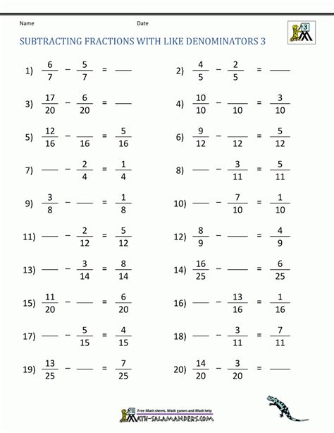 How can you add and subtract fractions with different denominators? Subtracting Fractions With Unlike Denominators Worksheets ...