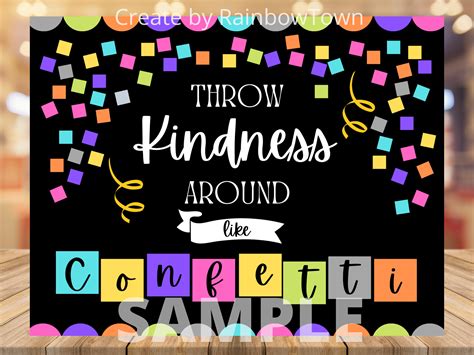 Throw Kindness Around Like Confetti Bulletin Board Classroom Etsy