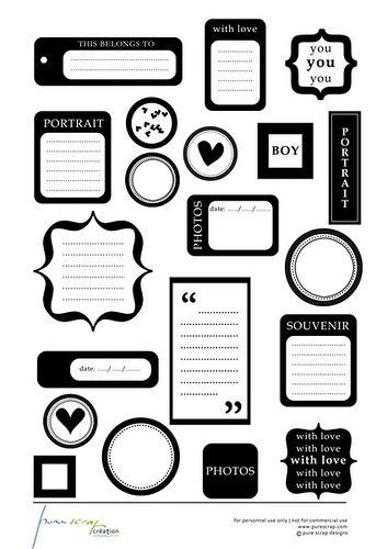 Printable Black And White Tags For Scrapbooking Scrapbook Printables