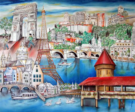 A Glimpse Of Europe Painting By Miriam Besa Pixels