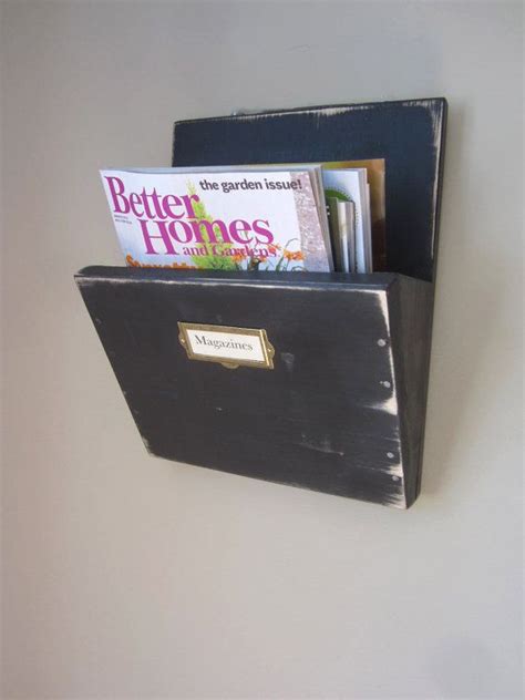 Handmade Wood Magazine Book Rack Holder Wall Pocket Hanging Etsy