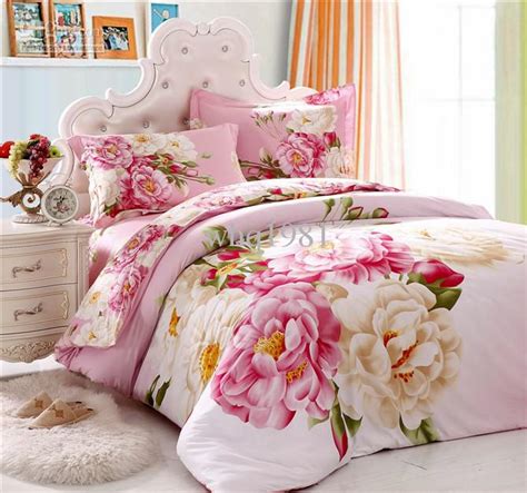 Elegant Pink Flower Girls Bedding Set Queen King Size 100