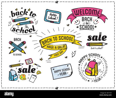 Back To School Quotes Catchword Poster Set Colorful Vector Stickers
