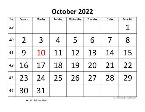 october   calendar tempplate  calendar templatecom