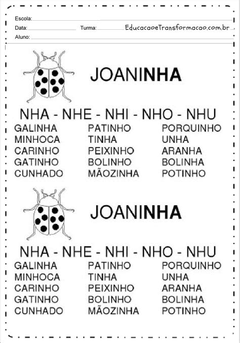 Palavras Nha Nhe Nhi Nho Nhu