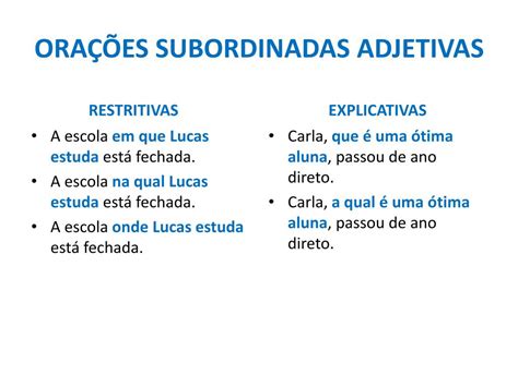 Exercícios Sobre Orações Subordinadas Adjetivas Com Gabarito